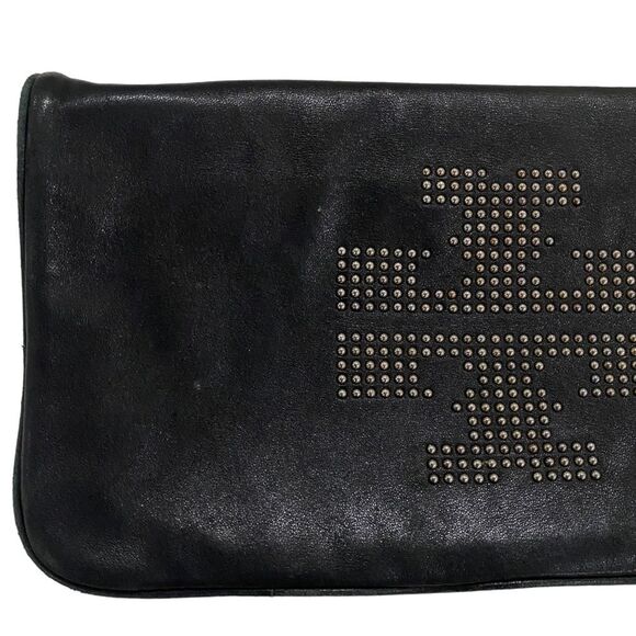 TORY BURCH BLACK BAG - leather - studded - gold hardware - magnetic closure - Picture 9 of 14